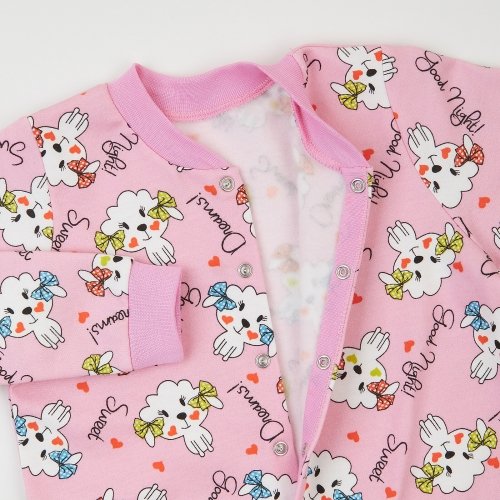 Пижама комбинезон для девочки ЛяЛя 9 - 18 мес Футер Розовый/Белый 8ФТ026_6-179