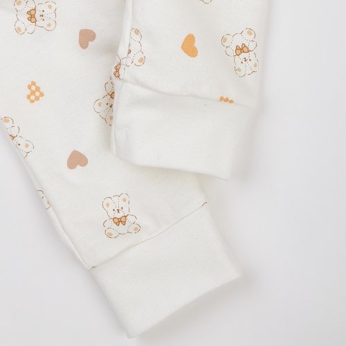 Детская пижама комбинезон ЛяЛя Мишки с сердечками 9 - 18 мес Футер Молочный/Оранжевый 8ФТ026_6-193