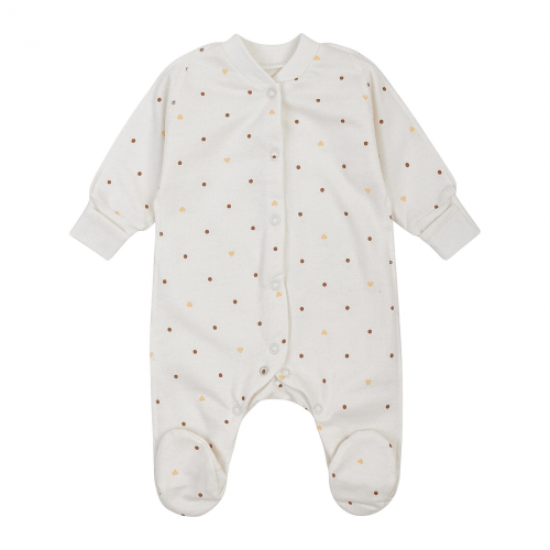 Человечек для новорожденных ЛяЛя Горох и сердце 0 - 3 мес Футер Молочный/Бежевый 8ФТ036_6-02