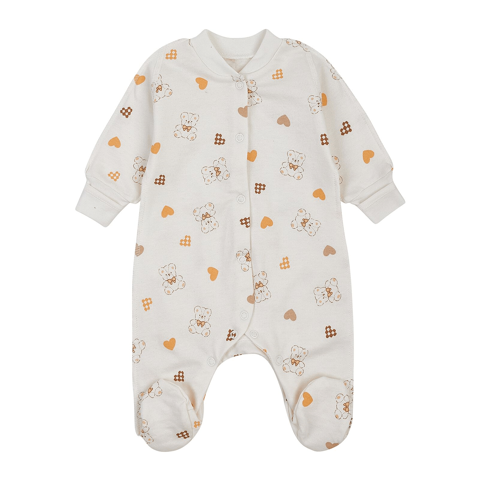 Человечек для новорожденных ЛяЛя Мишки с сердечками 0 - 3 мес Футер Молочный/Оранжевый 8ФТ036_6-193