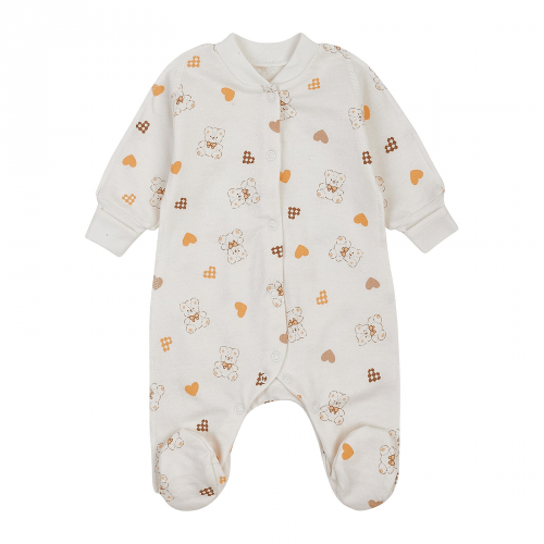 Человечек для новорожденных ЛяЛя Мишки с сердечками 0 - 3 мес Футер Молочный/Оранжевый 8ФТ036_6-193
