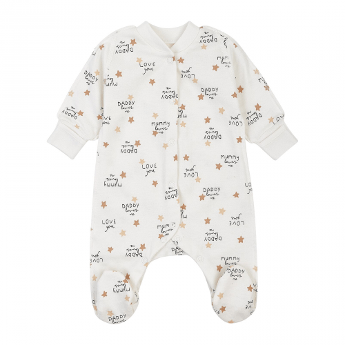 Человечек для новорожденных ЛяЛя Mummy loves me 0 - 3 мес Футер Молочный/Коричневый 8ФТ036_6-194