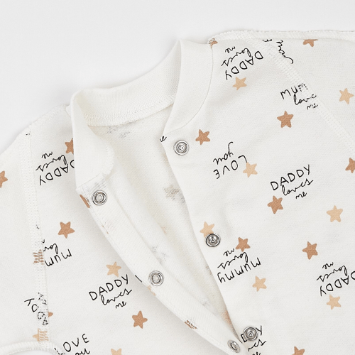 Человечек для новорожденных ЛяЛя Mummy loves me 0 - 3 мес Футер Молочный/Коричневый 8ФТ036_6-194