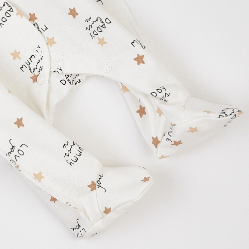 Человечек для новорожденных ЛяЛя Mummy loves me 0 - 3 мес Футер Молочный/Коричневый 8ФТ036_6-194