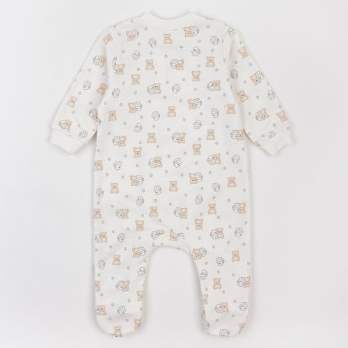 Человечек для новорожденных ЛяЛя Зайки с мишками 0 - 3 мес Футер Молочный/Серый/Бежевый 8ФТ036_6-195