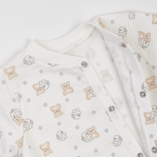 Человечек для новорожденных ЛяЛя Зайки с мишками 0 - 3 мес Футер Молочный/Серый/Бежевый 8ФТ036_6-195