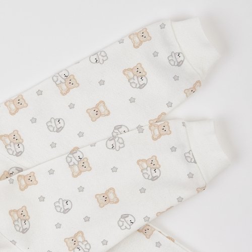 Человечек для новорожденных ЛяЛя Зайки с мишками 0 - 3 мес Футер Молочный/Серый/Бежевый 8ФТ036_6-195