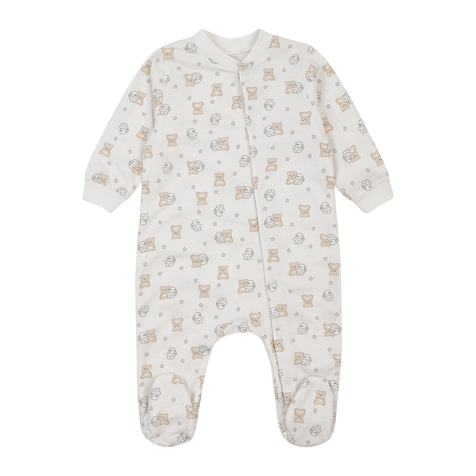 Человечек детский ЛяЛя Зайки с мишками 3 - 9 мес Футер Молочный/Серый/Бежевый 8ФТ049_6-195