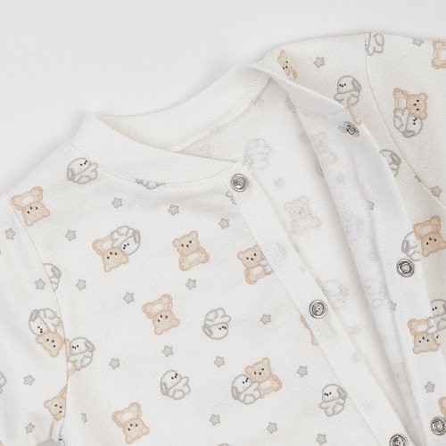 Человечек детский ЛяЛя Зайки с мишками 3 - 9 мес Футер Молочный/Серый/Бежевый 8ФТ049_6-195