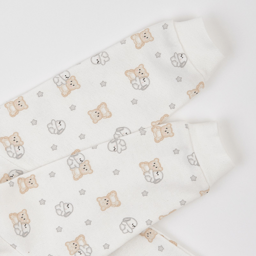 Человечек детский ЛяЛя Зайки с мишками 3 - 9 мес Футер Молочный/Серый/Бежевый 8ФТ049_6-195