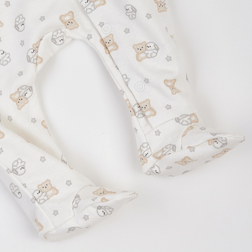 Человечек детский ЛяЛя Зайки с мишками 3 - 9 мес Футер Молочный/Серый/Бежевый 8ФТ049_6-195