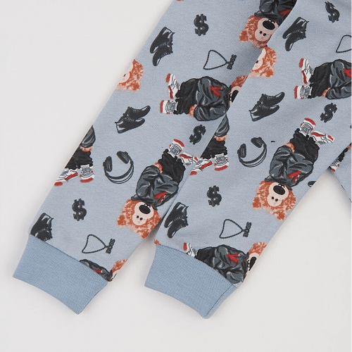 Пижама комбинезон для мальчика ЛяЛя 1 - 3 лет Футер Голубой/Серый 8ФТ090_6-191