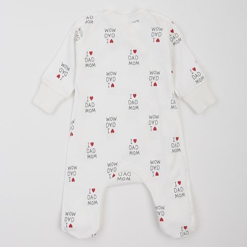 Человечек для новорожденных ЛяЛя I love dad mom 0 - 3 мес Интерлок Молочный/Красный/Черный 8ІН059_2-242