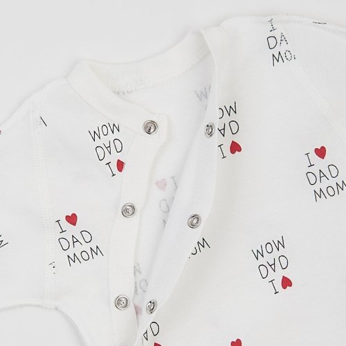 Человечек для новорожденных ЛяЛя I love dad mom 0 - 3 мес Интерлок Молочный/Красный/Черный 8ІН059_2-242