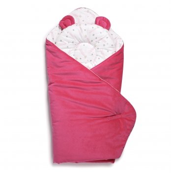 Конверт одеяло для новорожденных двусторонний c ортопедической подушкой Twins Bear 100х100 см Малиновый 9064-TB-24