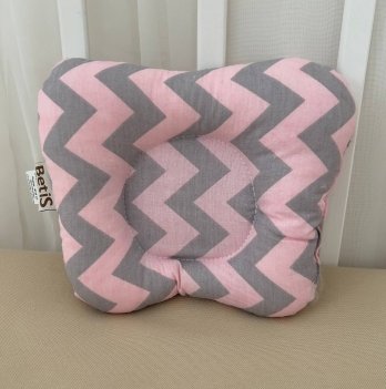 Ортопедическая подушка для новорожденных BetiS Зігзаг Поплин Розовый/Серый 18х22 см 91449164