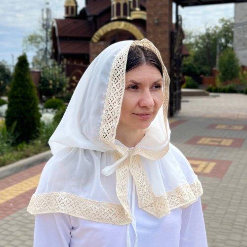 Платок на голову в церковь BetiS Звичай Шифон Молочный 80х120 см 91450090