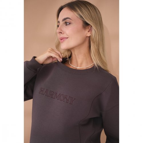 Свитшот для беременных и кормящих с начесом Юла Мама Harmony Коричневый TN-45.011