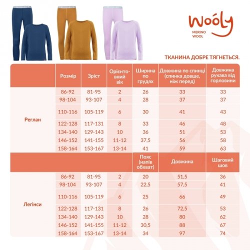 Термобелье детское Софія Wooly 7 - 14 лет Шерсть мериноса Синий 9395/2