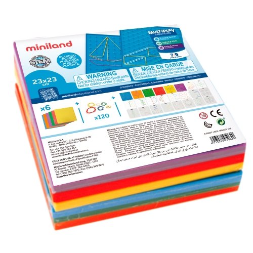 Развивающая игра Miniland Geoboard Set Набор геобордов 6 шт 23х23 см 95062