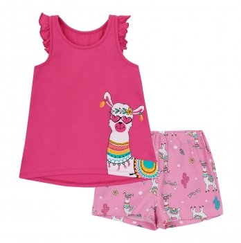 Летний костюм для девочки майка и шорты ЛяЛя 2 - 7 лет Стрейч-кулир Розовый К3СК113_2-434