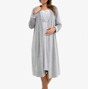 Тёплый халат для беременных и кормящих Creative Mama Light Gray