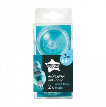 Соска для бутылочки силиконовая 2 шт Tommee Tippee Advanced Anti-Colic 3m+ Средний поток TT0188-2