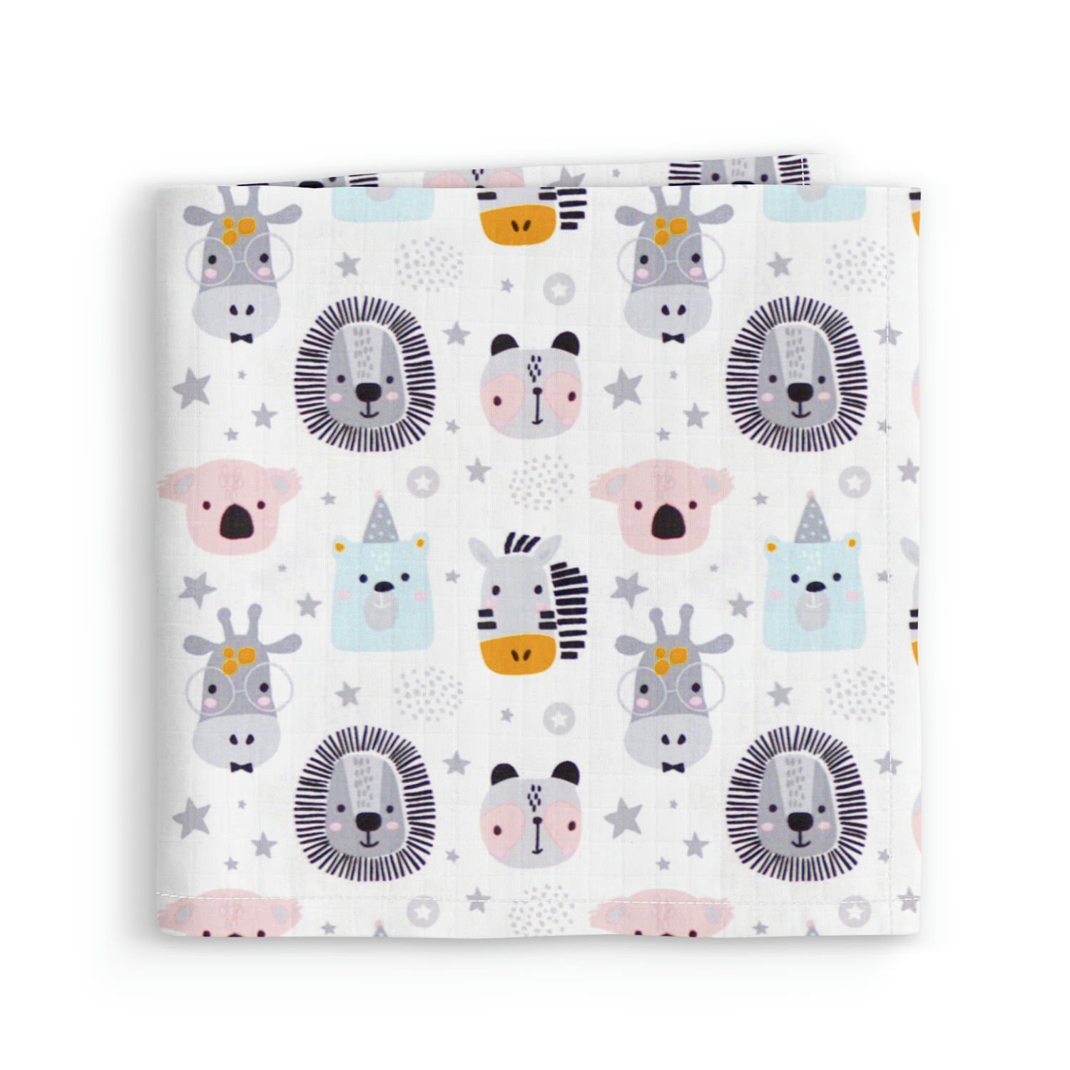 Муслиновая пеленка для детей Cosas Розовый Animals Face Rose Grey