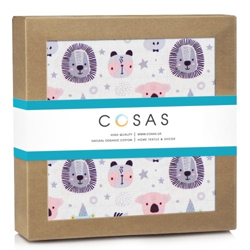 Муслиновая пеленка для детей Cosas Розовый Animals Face Rose Grey