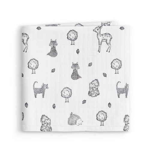 Муслиновая пеленка для детей Cosas Белый Animals Wild Grey White