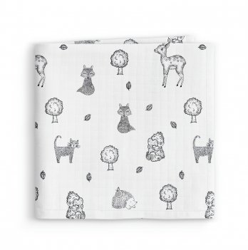 Муслиновая пеленка для детей Cosas Белый Animals Wild Grey White