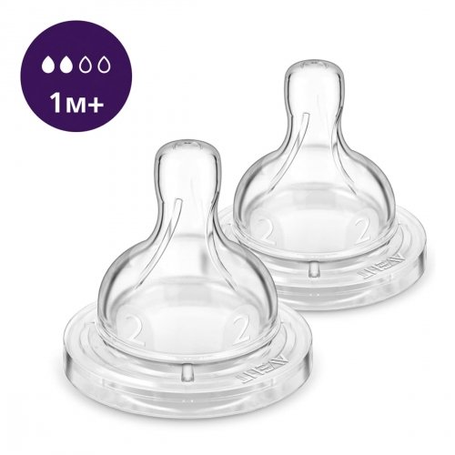 Соска силиконовая к бутылочке Avent Anti-Colic 1m+ Медленный поток 2 шт SCY762/02