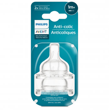 Соска силиконовая к бутылочке Avent Anti-Colic 1m+ Медленный поток 2 шт SCY762/02