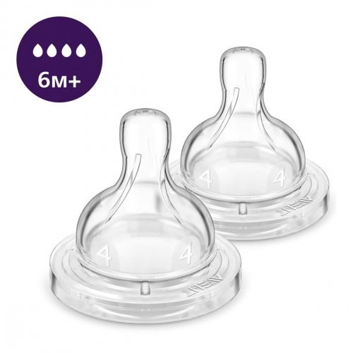 Соска силиконовая к бутылочке Avent Anti-Colic 6m+ Быстрый поток 2 шт SCY764/02
