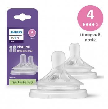 Соска силиконовая к бутылочке Avent Natural Response Fast 2 шт SCY964/02