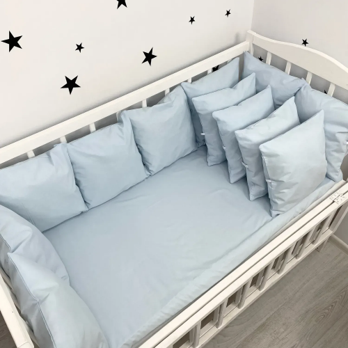 Бортики в кроватку Oh My Kids Light Blue Ранфорс Голубой Б-160-Х