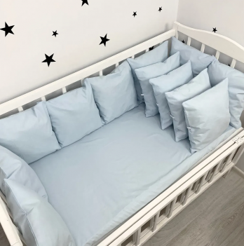 Бортики в кроватку Oh My Kids Light Blue Ранфорс Голубой Б-160-Х