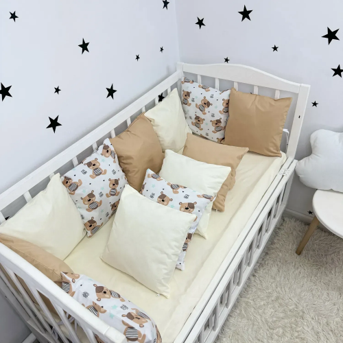 Бортики в кроватку Oh My Kids Мишки Тедди Ранфорс Бежевый Б-161-ХП