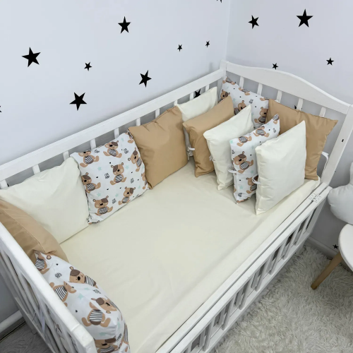 Бортики в кроватку Oh My Kids Мишки Тедди Ранфорс Бежевый Б-161-ХП