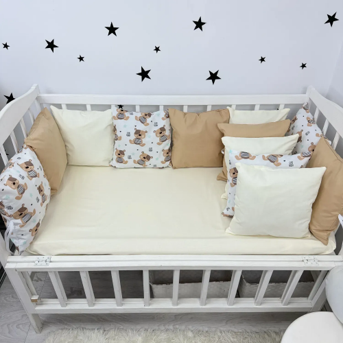 Бортики в кроватку Oh My Kids Мишки Тедди Ранфорс Бежевый Б-161-ХП