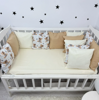 Бортики в кроватку Oh My Kids Мишки Тедди Ранфорс Бежевый Б-161-ХП