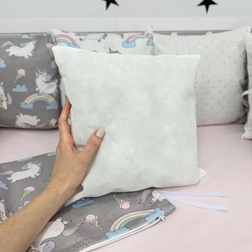 Бортики в кроватку Oh My Kids Unicorns Ранфорс/Сатин Розовый Б-162-ХС