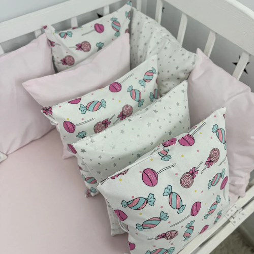 Бортики в кроватку Oh My Kids Конфеты Ранфорс Розовый Б-163-Х