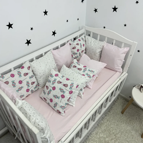 Бортики в кроватку Oh My Kids Конфеты Ранфорс Розовый Б-163-Х