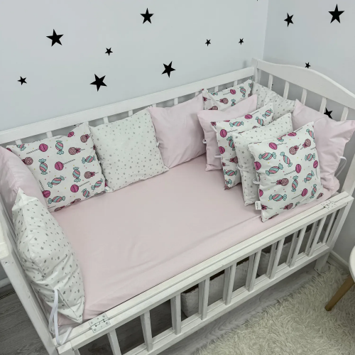 Бортики в кроватку Oh My Kids Конфеты Ранфорс Розовый Б-163-Х