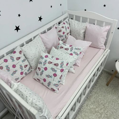 Бортики в кроватку Oh My Kids Конфеты Ранфорс Розовый Б-163-Х