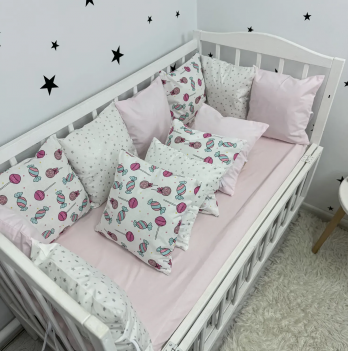 Бортики в кроватку Oh My Kids Конфеты Ранфорс Розовый Б-163-Х