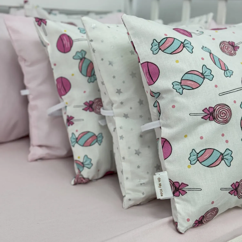 Бортики в кроватку Oh My Kids Конфеты Ранфорс Розовый Б-163-Х