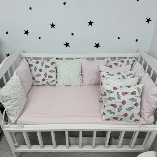 Бортики в кроватку Oh My Kids Конфеты Ранфорс Розовый Б-163-Х