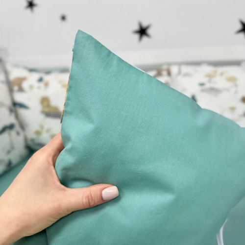 Бортики в кроватку Oh My Kids Zoo Ранфорс/Сатин Бирюзовый Б-164-СХ